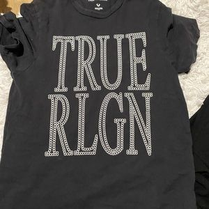 true religion black short sleeve shirt
